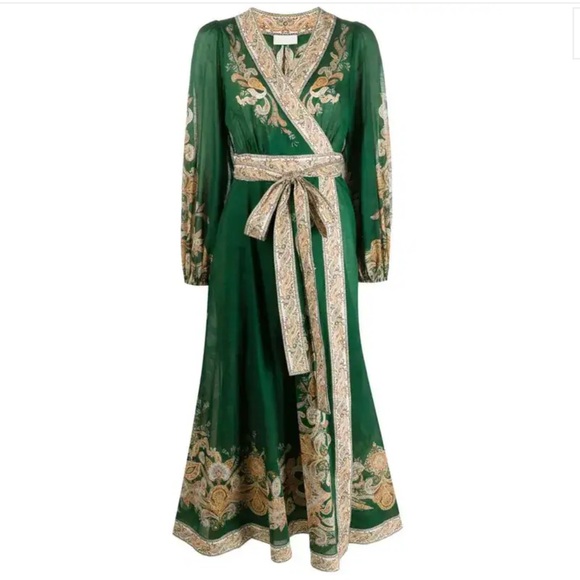 Zimmermann Devi Midi Dress in Emerald & Paisley NWT size 1 - Picture 7 of 14